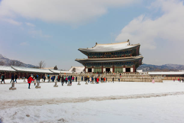 snow winter at gyeongbokgung palace in seoul south korea 1